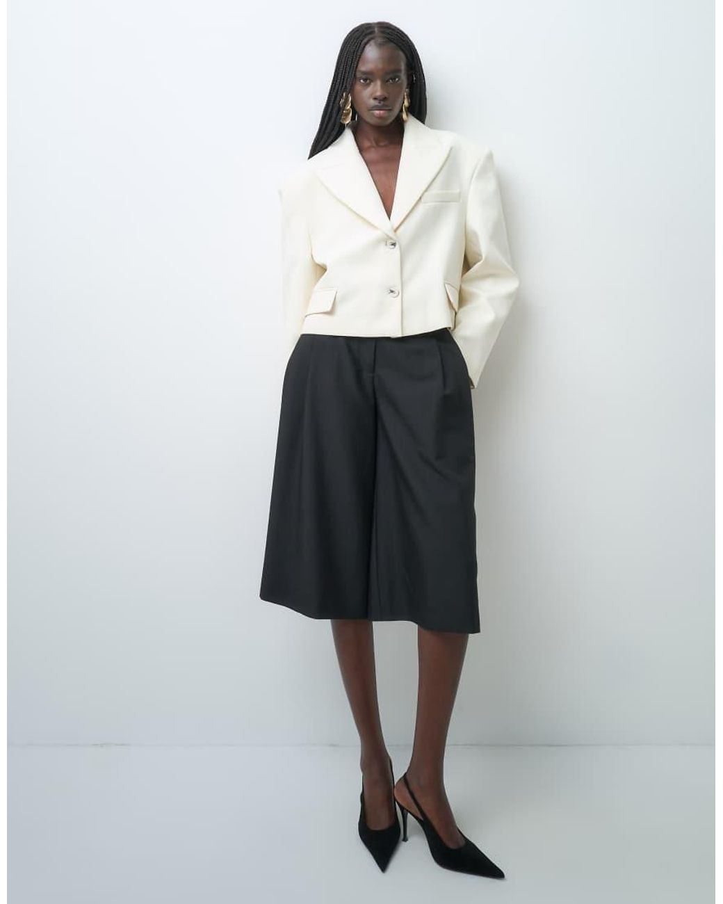 ASOS White Tailored Cropped Super Oversized Giant Double Breasted Blazer