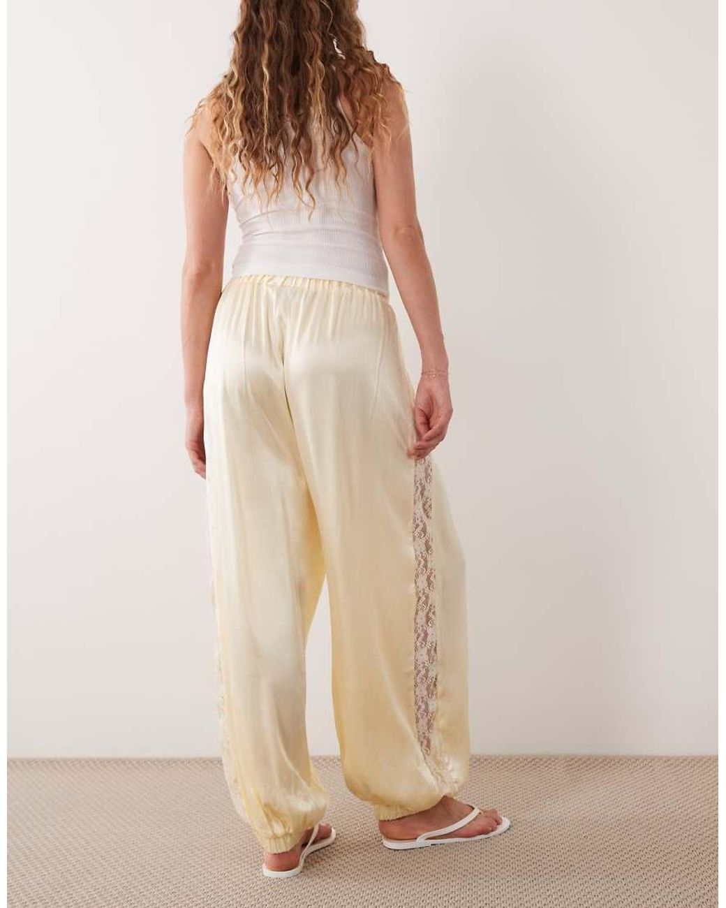 Miss Selfridge Natural Lace Detail Satin Balloon Pants