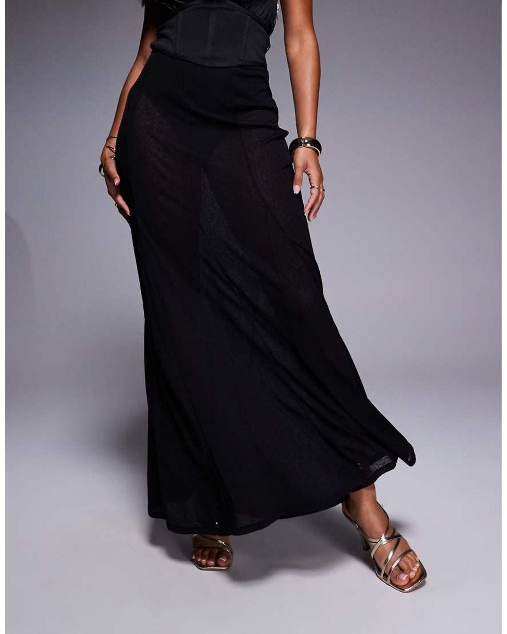 ASOS Blue Godet Semi Sheer Maxi Skirt