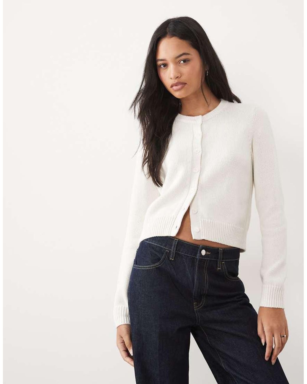 Abercrombie & Fitch White Knitted Micro Cardigan