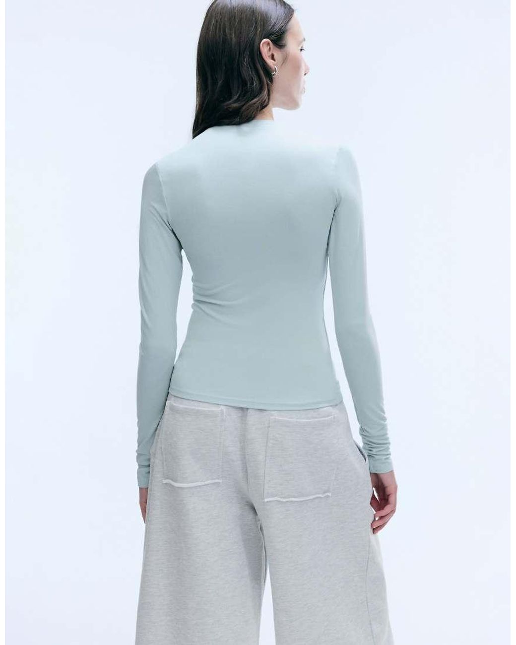 Weekday Blue Long Sleeve Bolero Top With Snap Button Detail