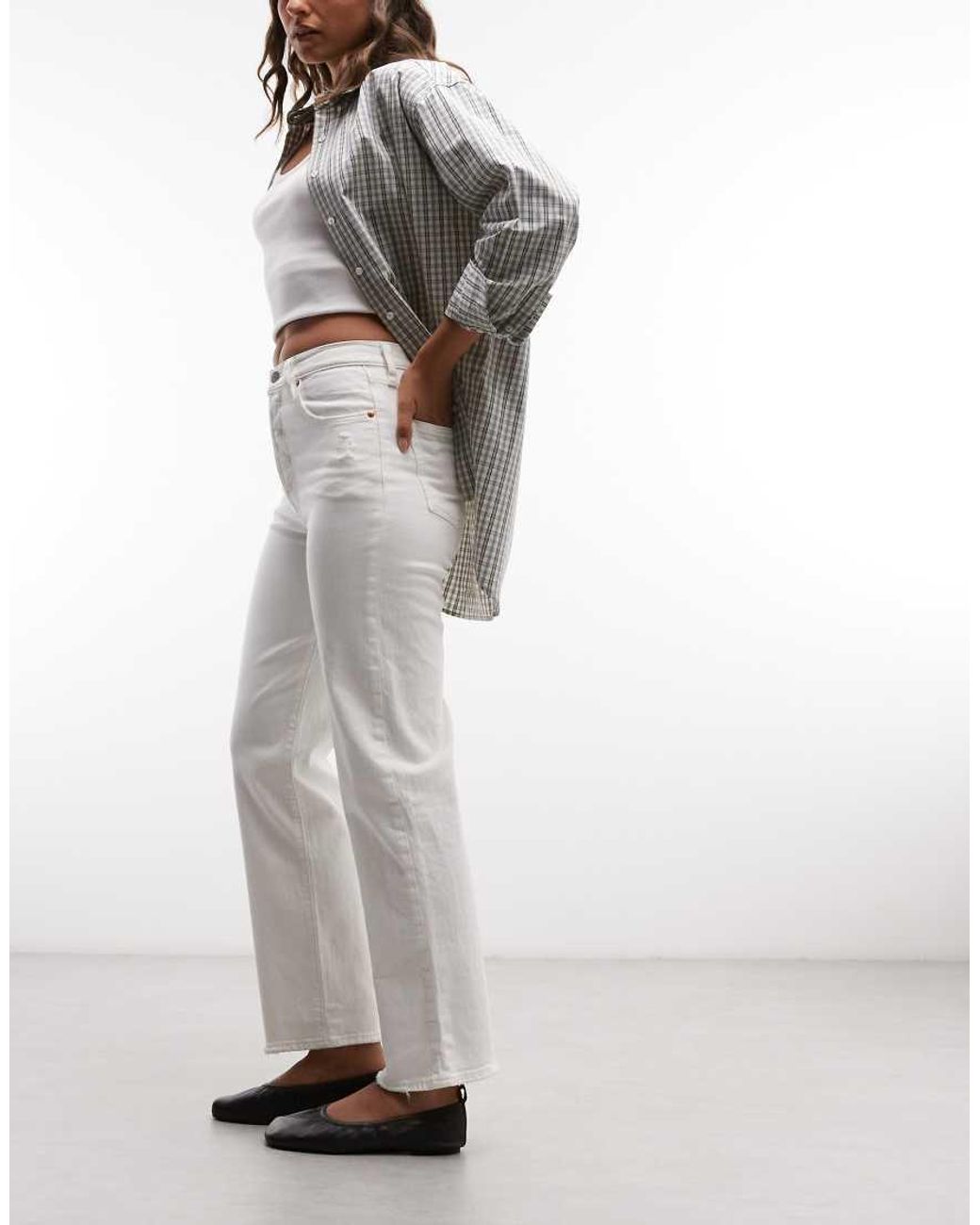 Levi's White Ribcage Straight Ankle Grazer Jeans