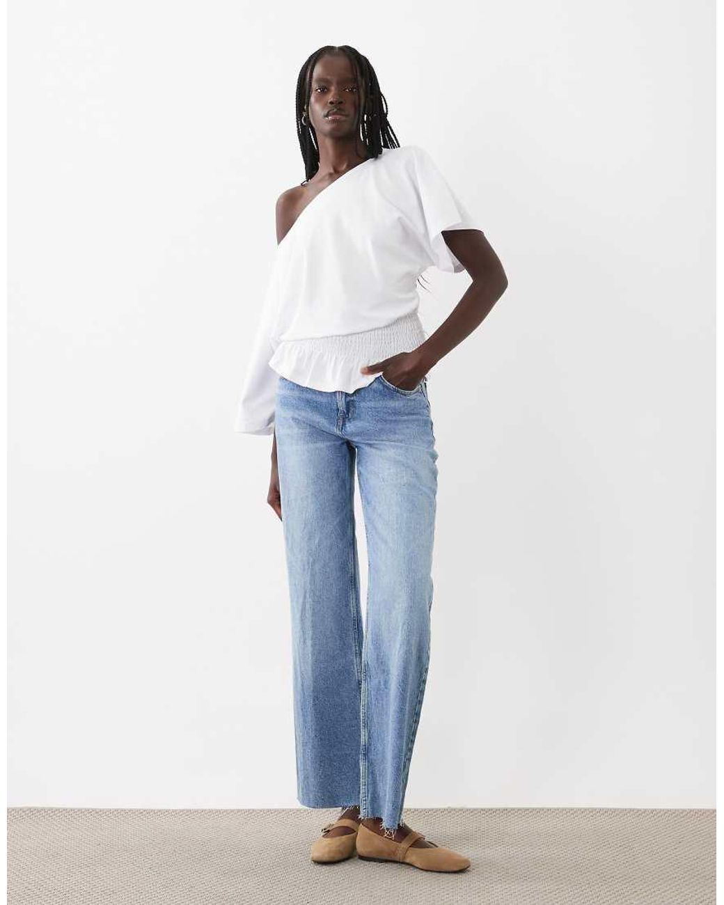 ASOS White Cinched Waist Detail T-Shirt