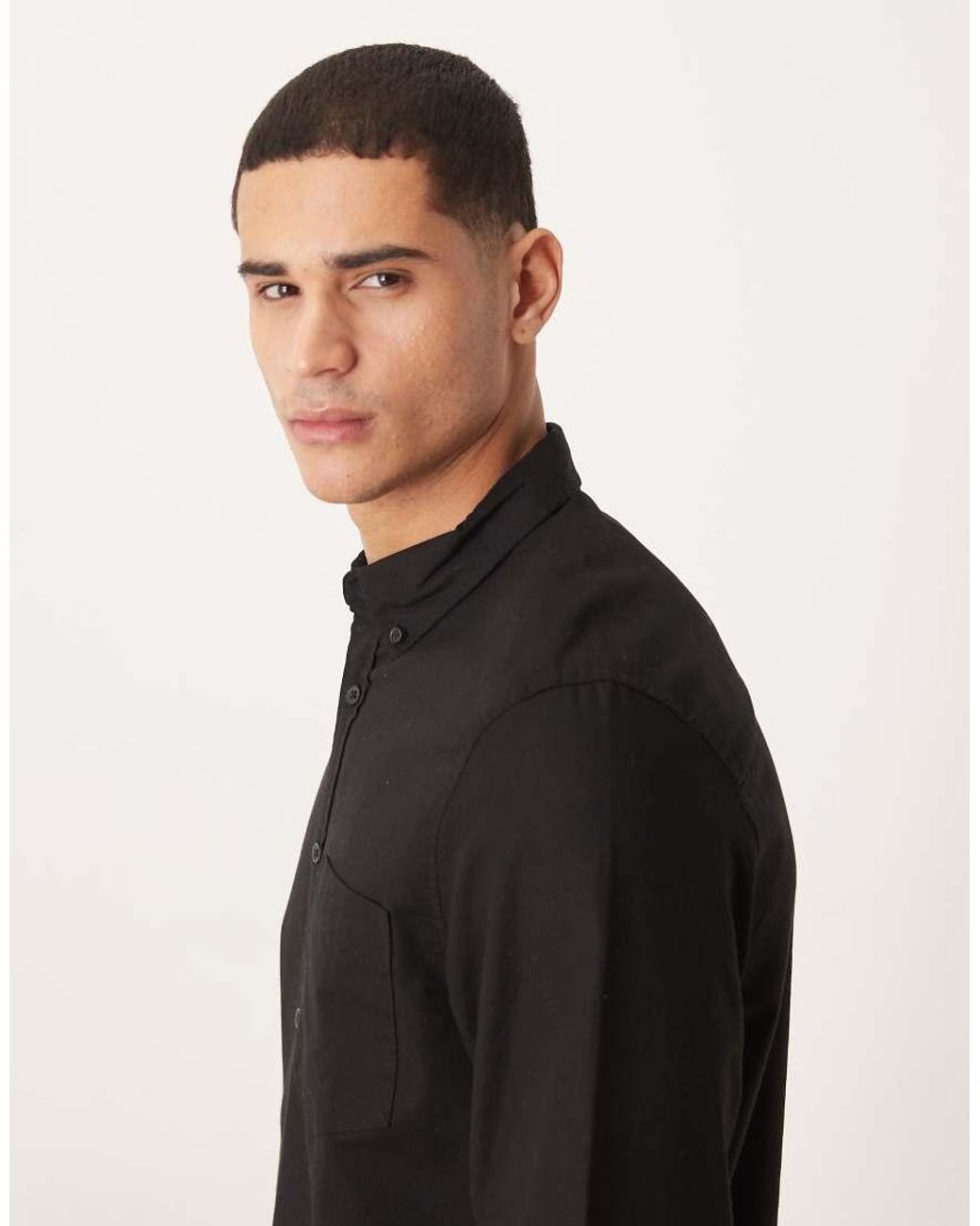 ASOS Black Regular Fit Oxford Shirt for men