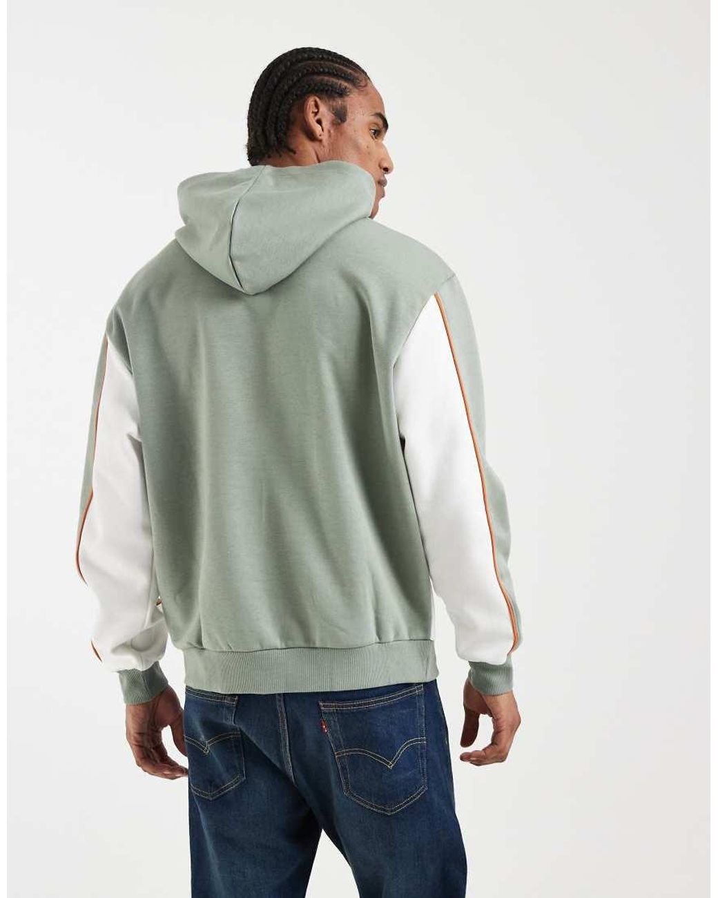 ASOS Gray Relaxed Fit Printed Hoodie With Cut And Sew Panels for men