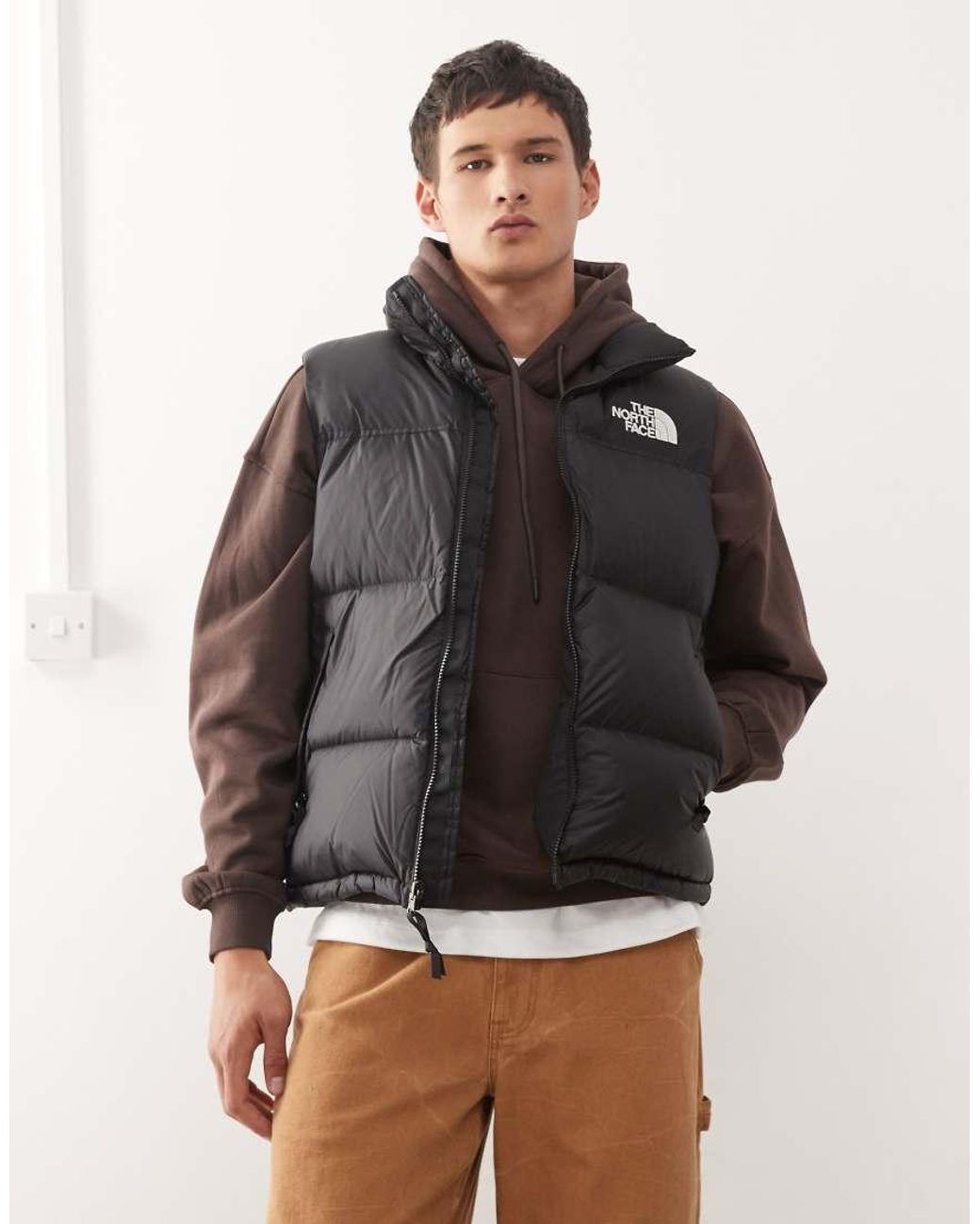 The North Face Gray Retro Nuptse Down Puffer Gilet for men