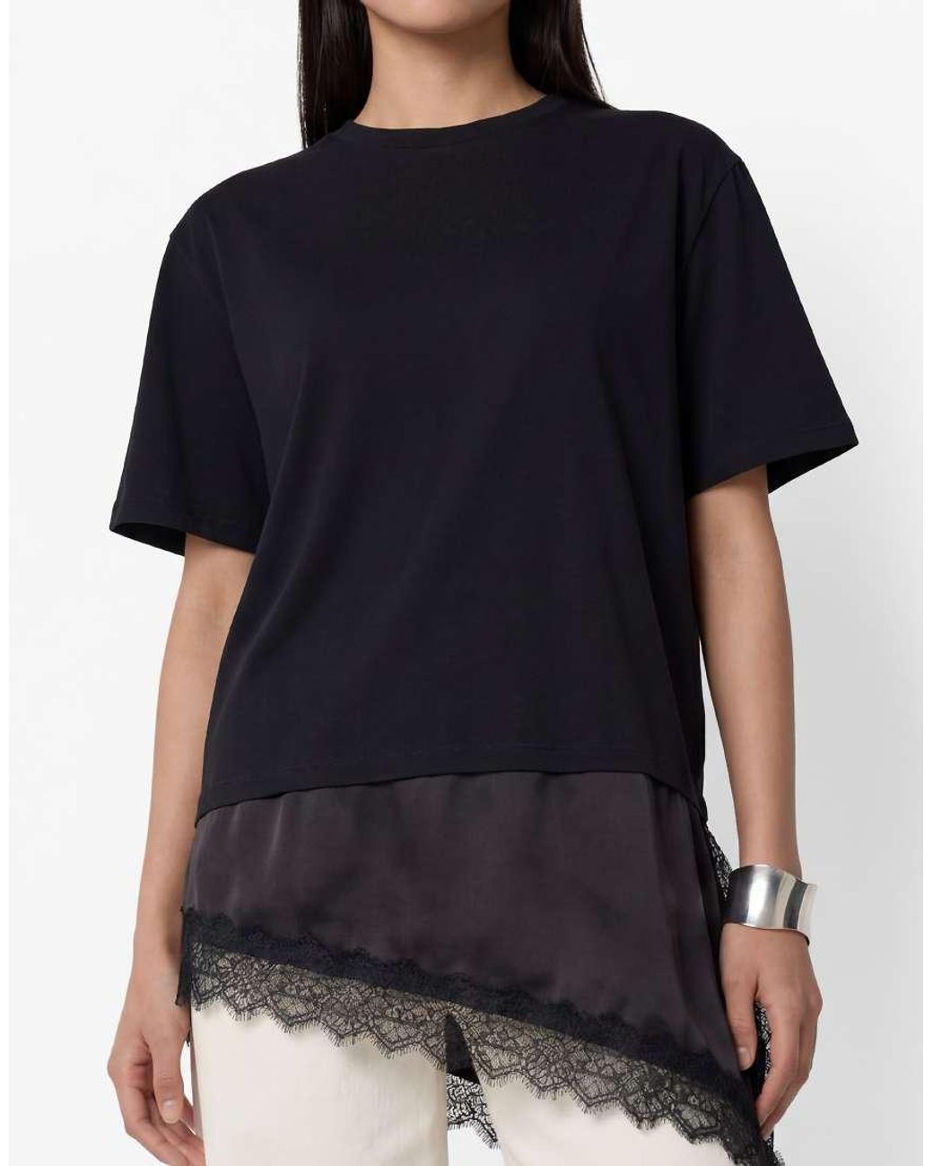 Noisy May Blue Oversized Asymmetric T-Shirt With Satin Detail