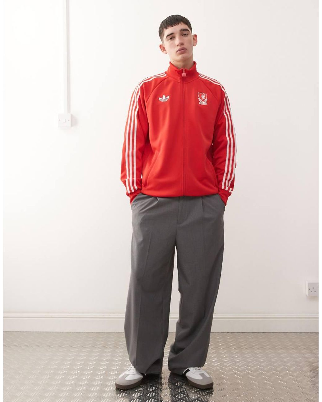 Adidas Originals Red Adidas Football Liverpool Full Zip Jacket