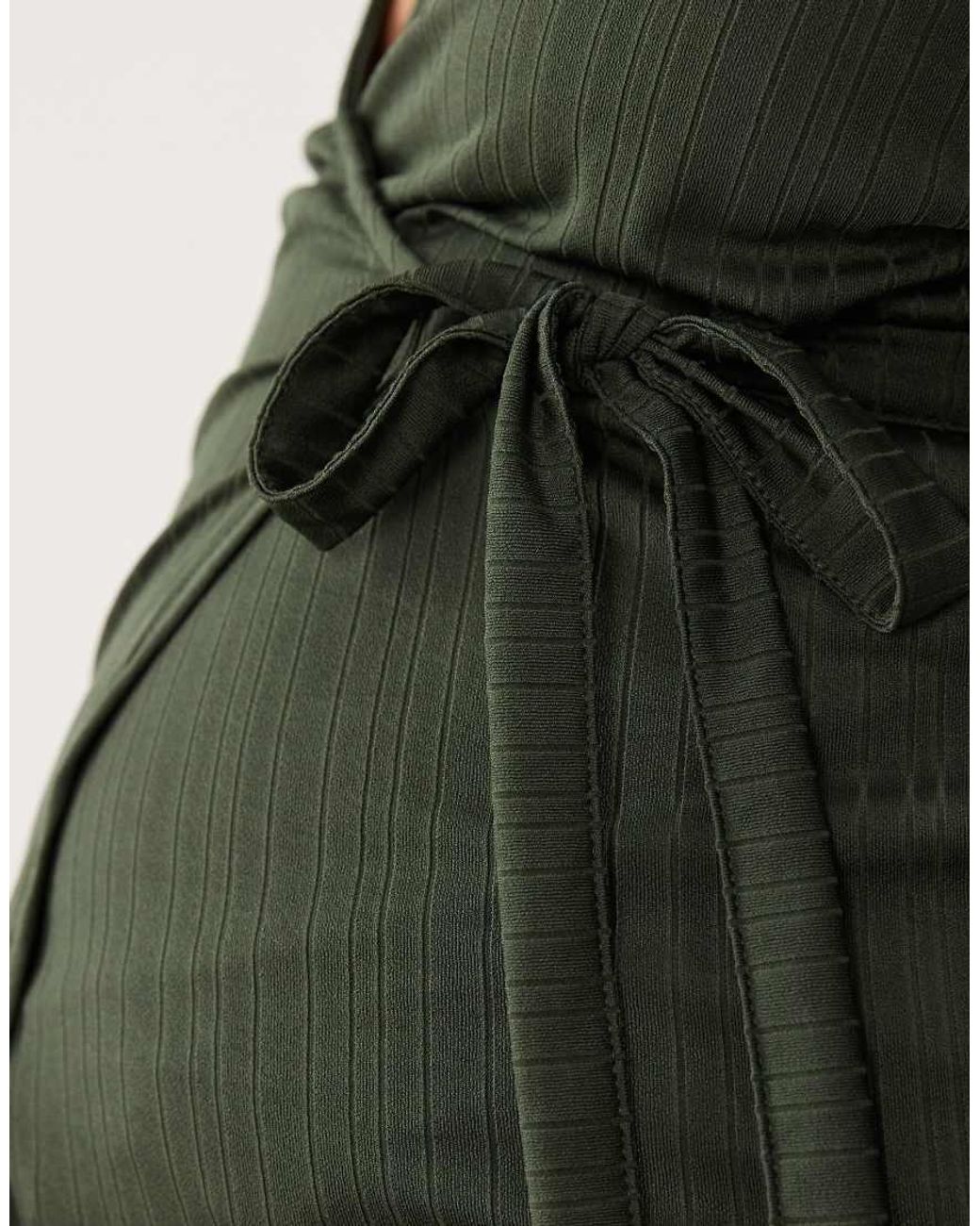 Mama.licious Green Mamalicious Maternity Ribbed Jersey Wrap Front Nursing Friendly Top Co-ord