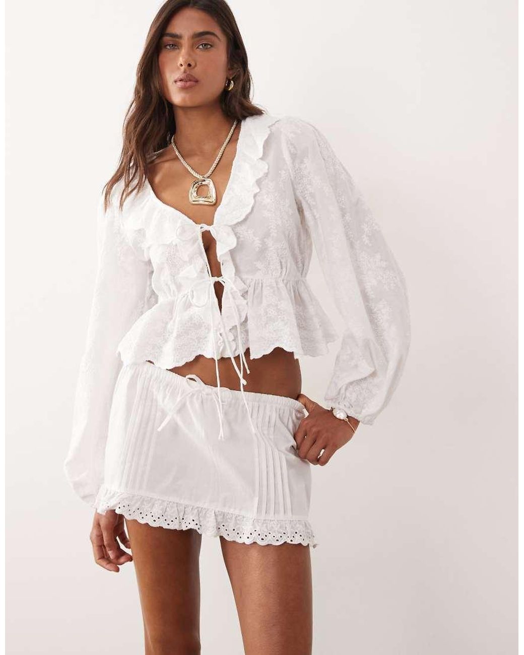 Motel Natural Ninon Mini Poplin Skirt