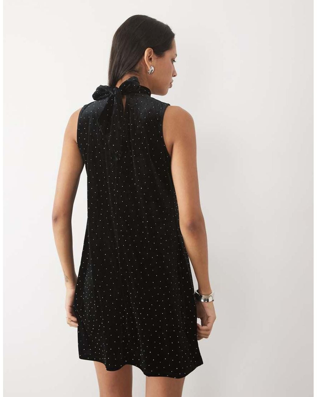 New Look Black Velvet Hotfix Mini Shift Dress