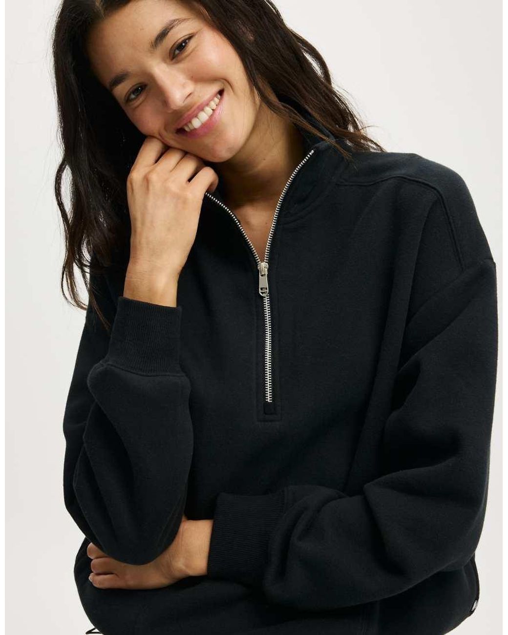 Cotton On Blue Plush Half Zip Sweatshirt