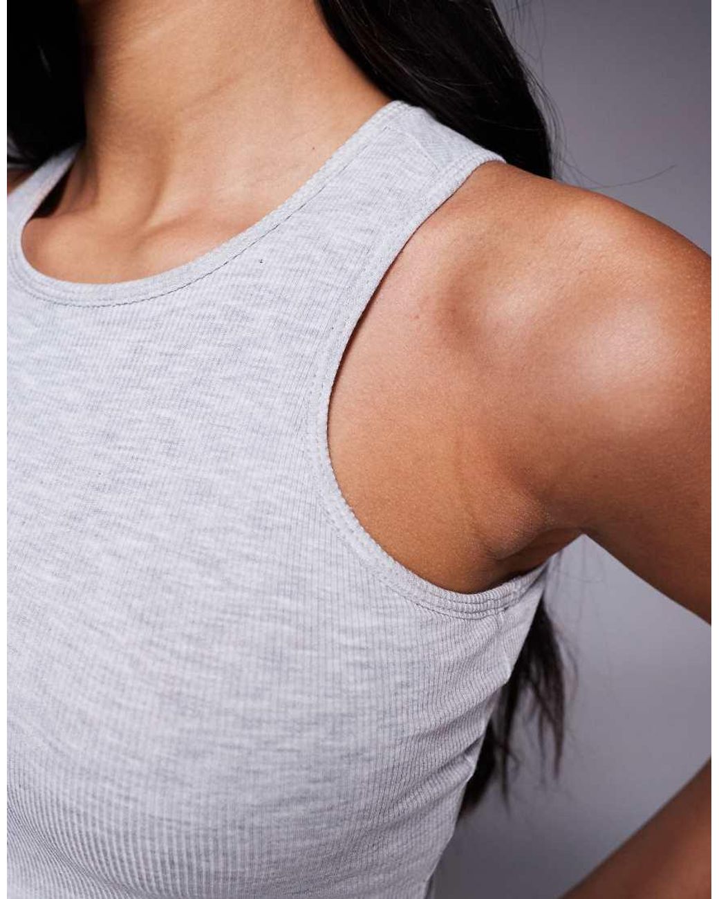 4505 Purple Plush Lightweight Ribbed Racer Vest With Inner Bra And Removeable Padding