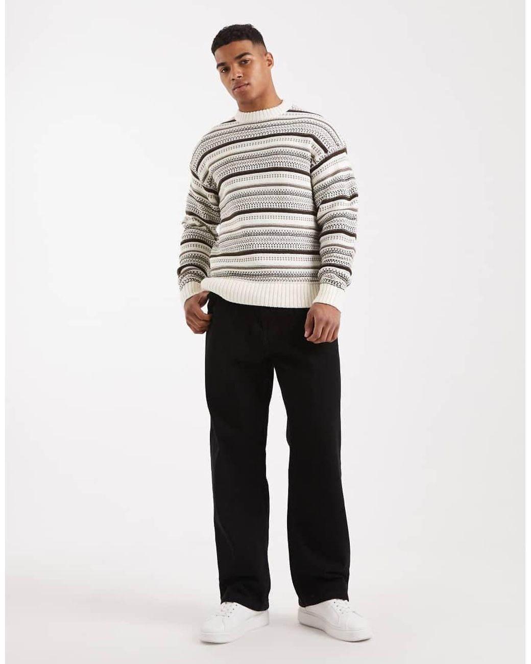 Only & Sons Gray Textured Crew Neck Knit for men