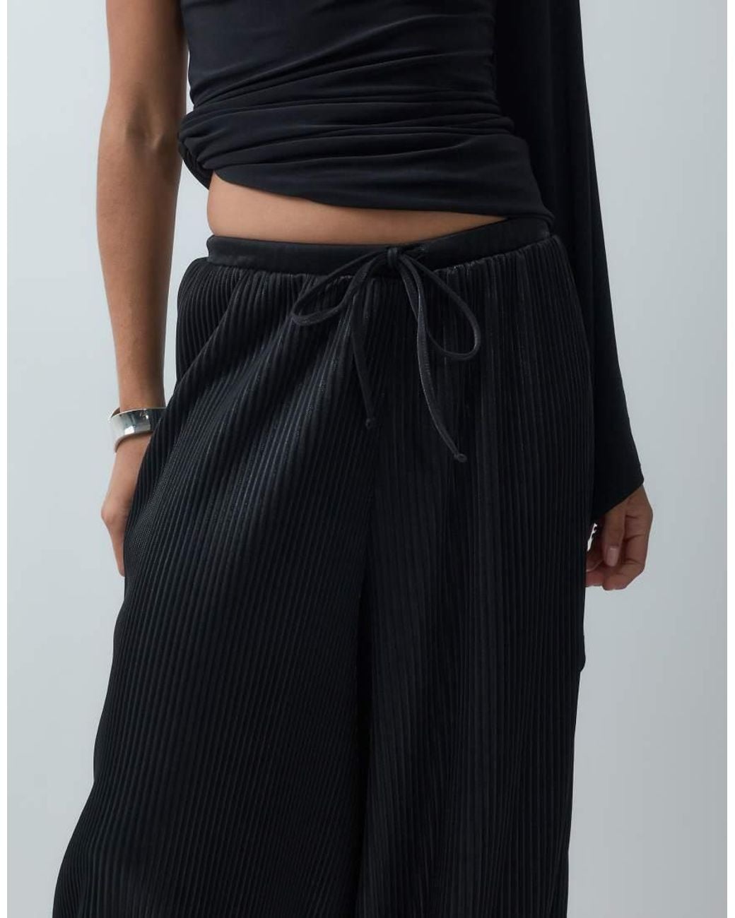 ASOS Blue Metallic Plisse Balloon Pants