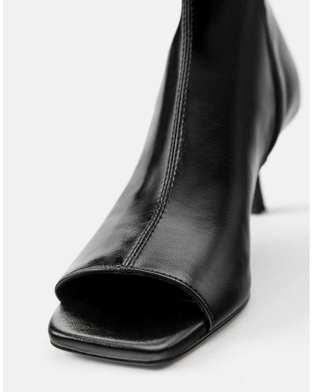 Pull&Bear Black Peep Toe Ankle Boots