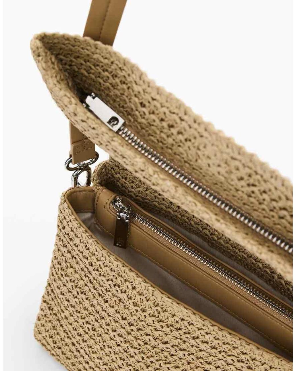 Desigual Natural Medium Raffia Bag With Charms