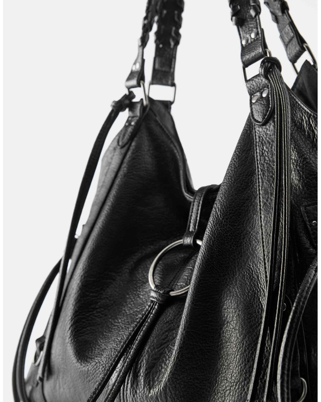 Pull&Bear Black Tote bag mit ring-detail