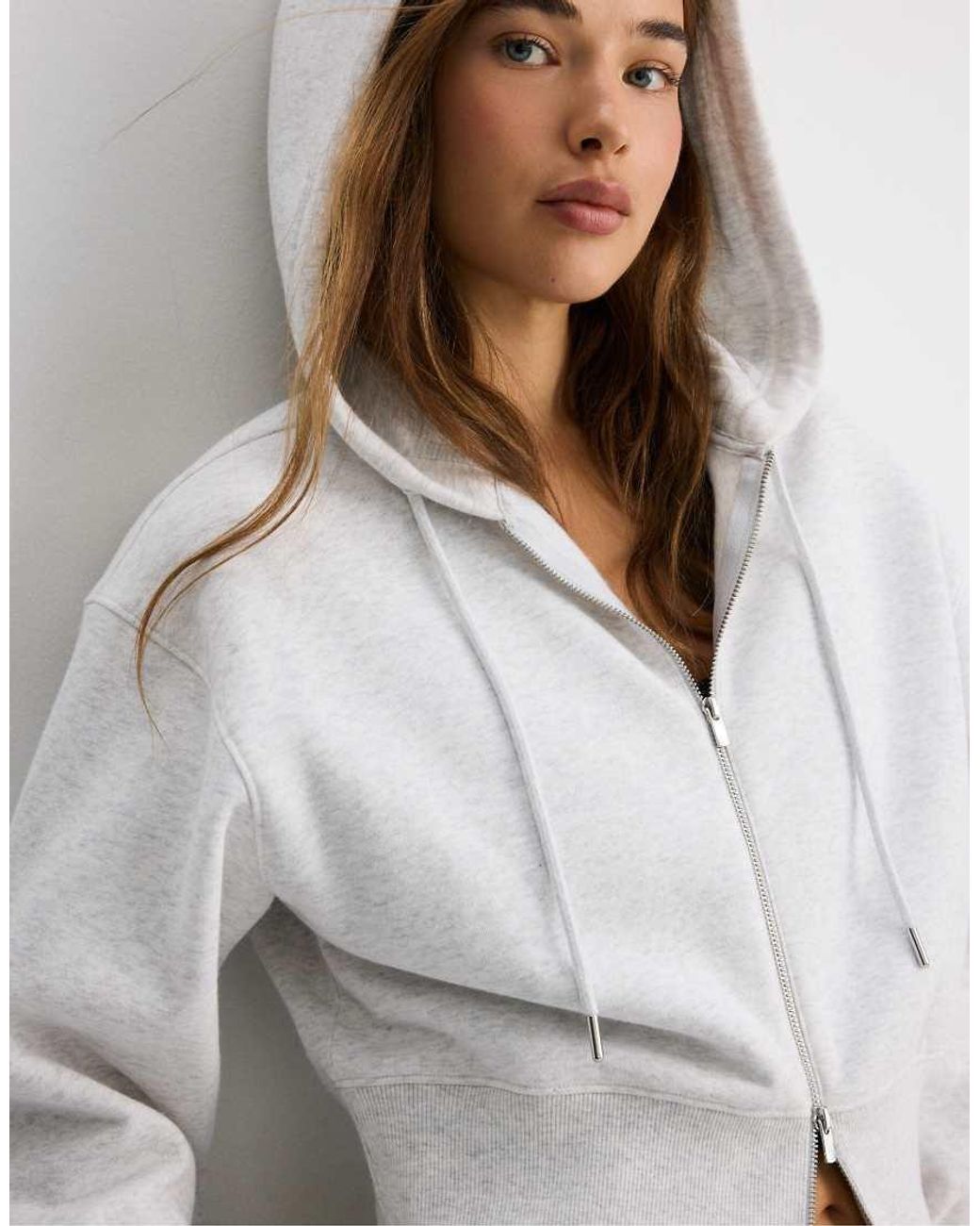 Stradivarius Green Zip-up Hooded Sweatshirt