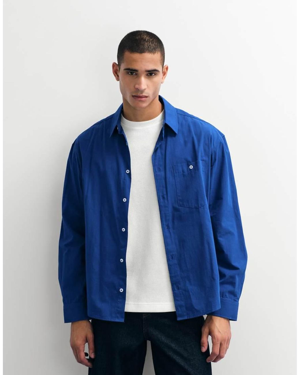 ASOS Blue Oversized Poplin Shirt for men