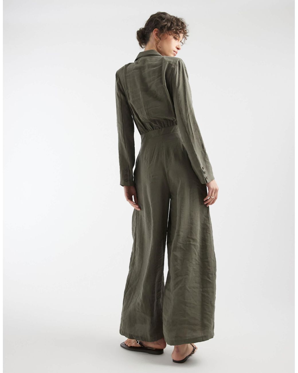 ASOS Green Cupro Wrap Jumpsuit