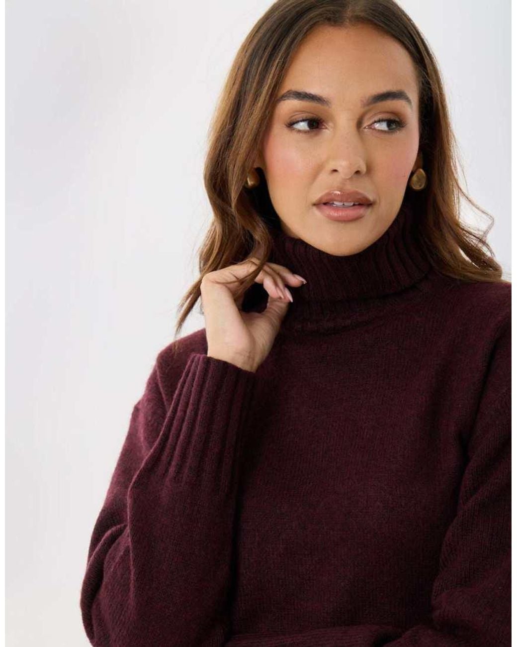 Threadbare Red Oversized Roll Neck Jumper