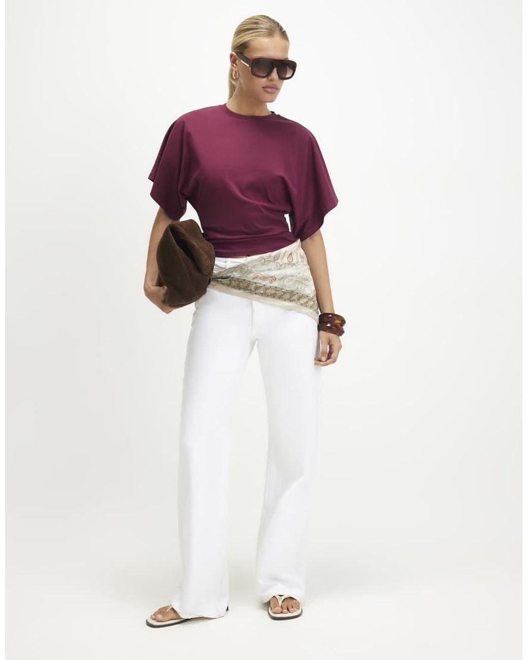 River Island Purple Cotton Kimono T-Shirt