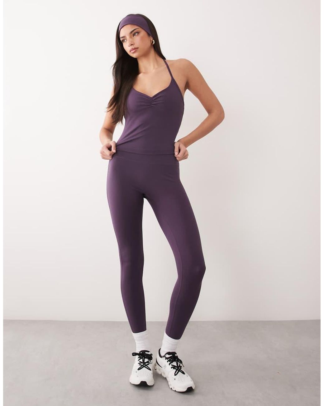 4505 Purple Ruched Front Yoga Cami