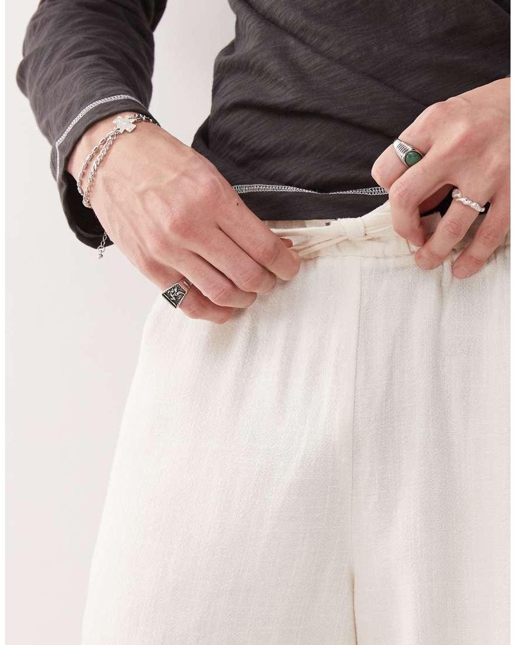 Reclaimed Vintage Multicolor Linen Blend Shorts for men