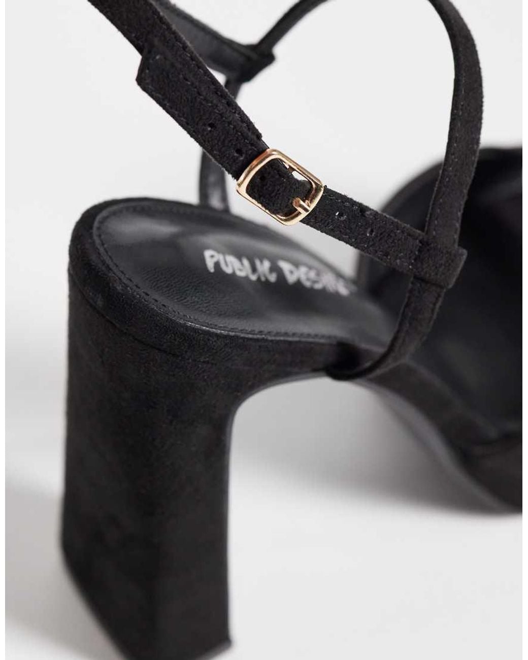 Public Desire Black Rhoda Platform Heeled Sandals