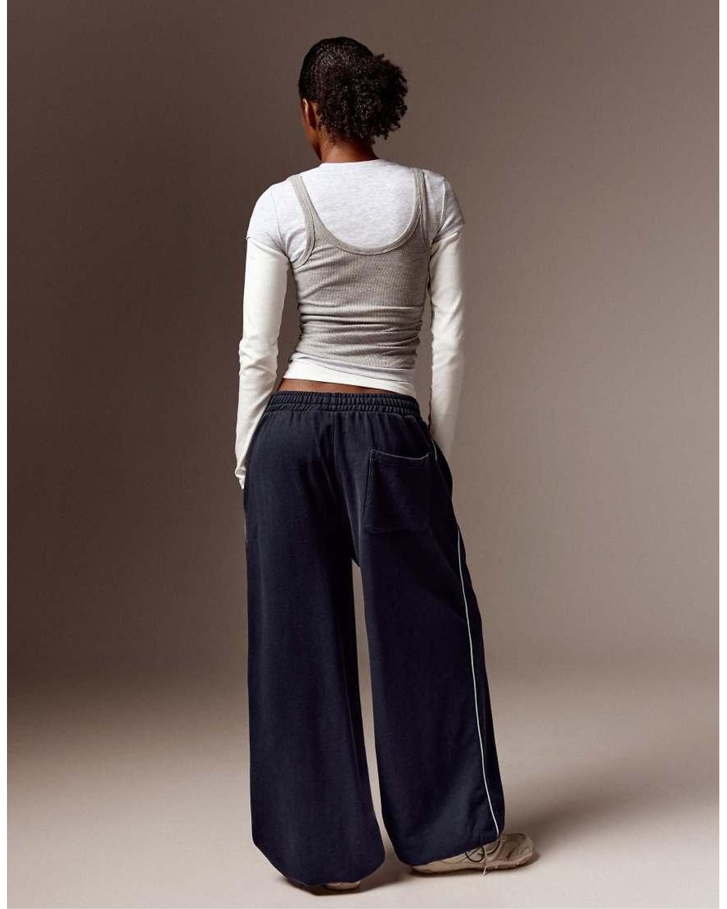 Bershka Blue Plush jogger Trousers