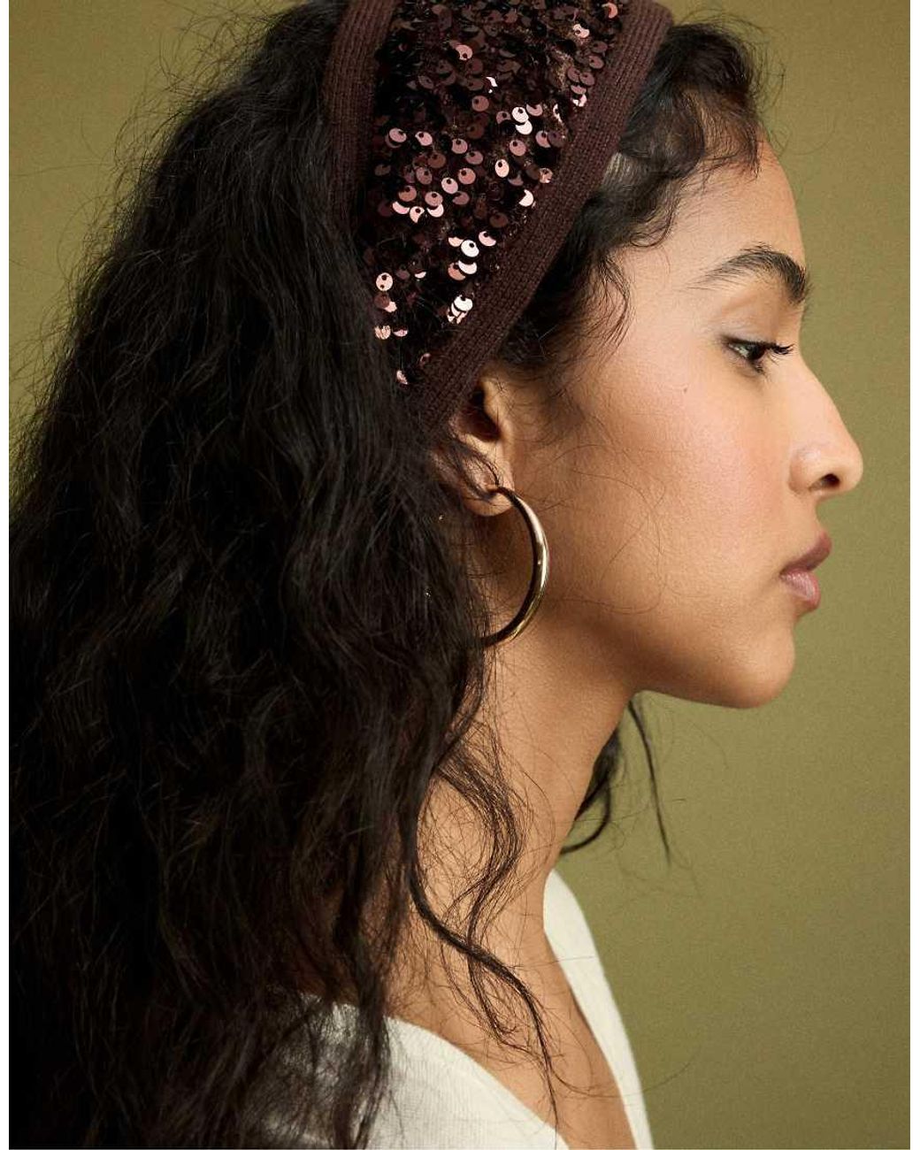 Stradivarius White Sequin Headband