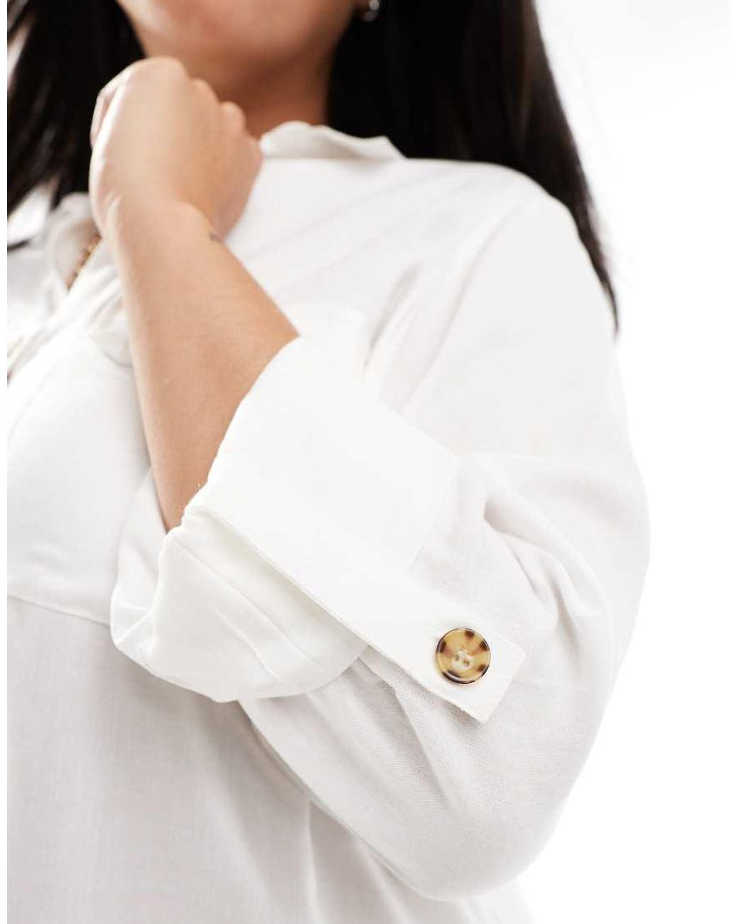 Vero Moda White Button Down Shirt With Pocket Detail