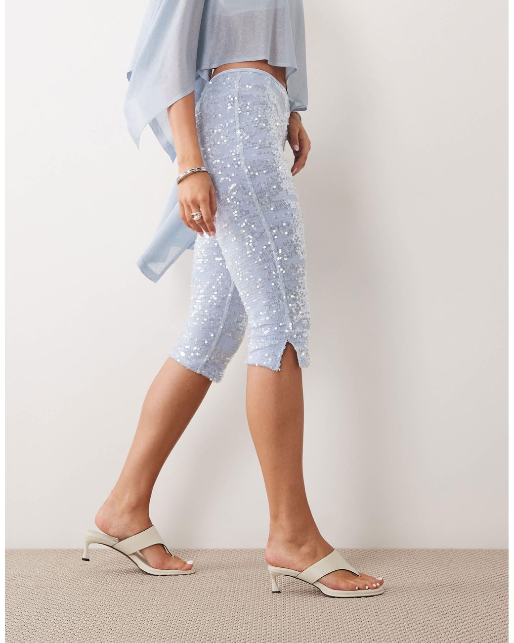 ASOS Blue Sequin Capri Pants