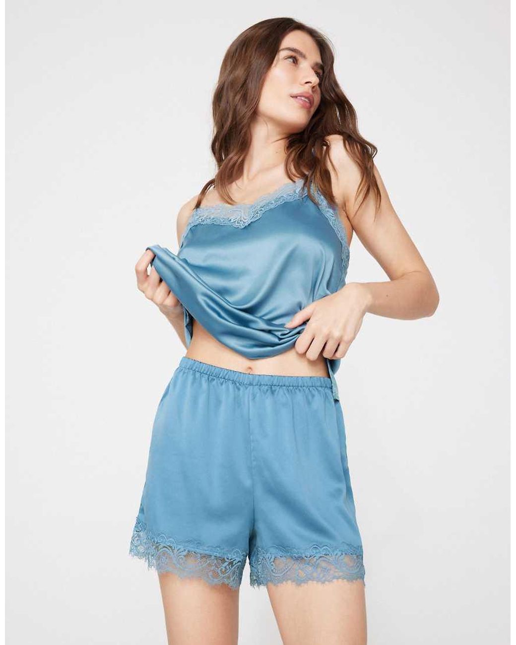Tezenis Blue Satin Lace Shorts