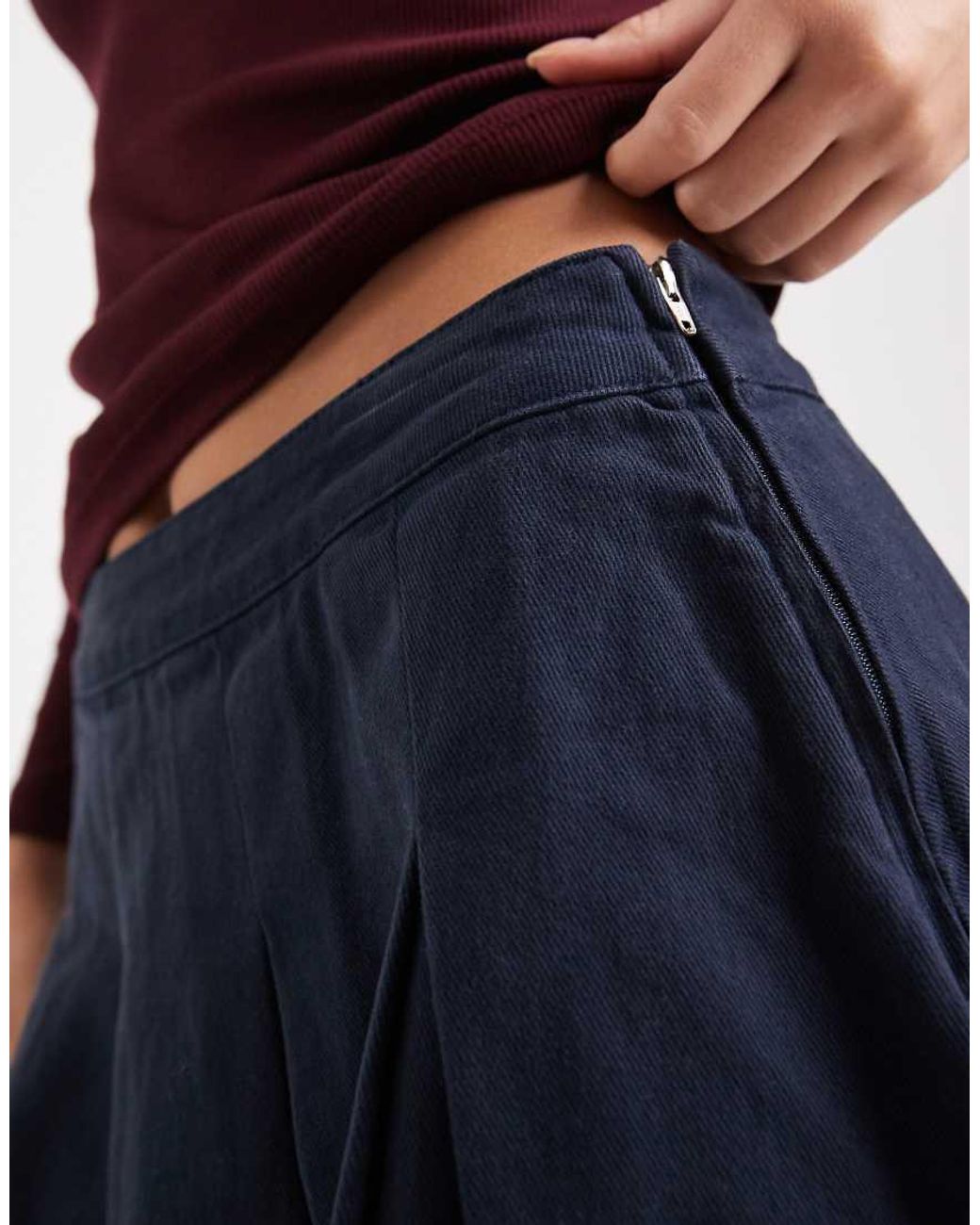 Miss Selfridge Blue Femme Pleated Mini Skirt