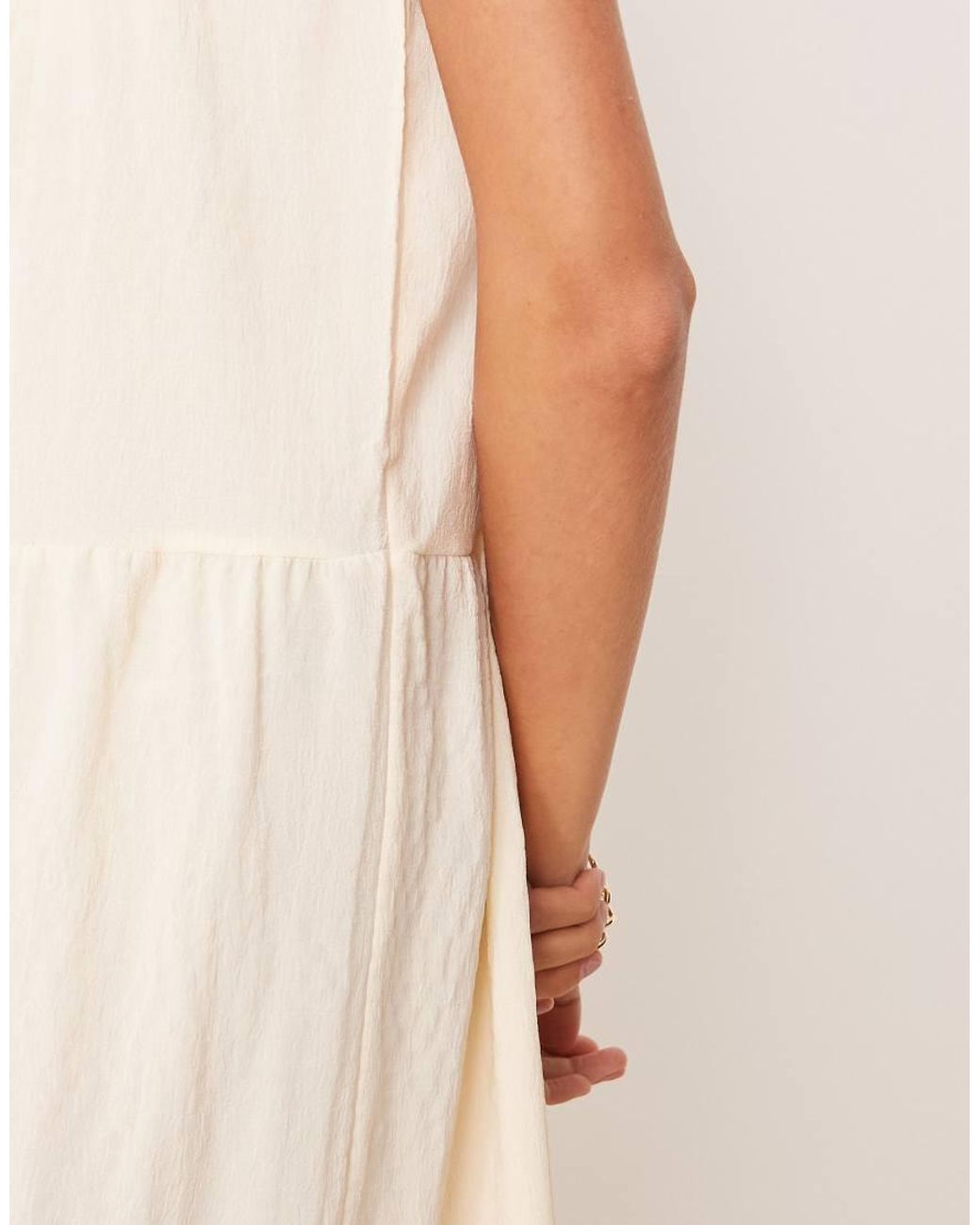 Brave Soul Natural Smock Tiered Midi Dress