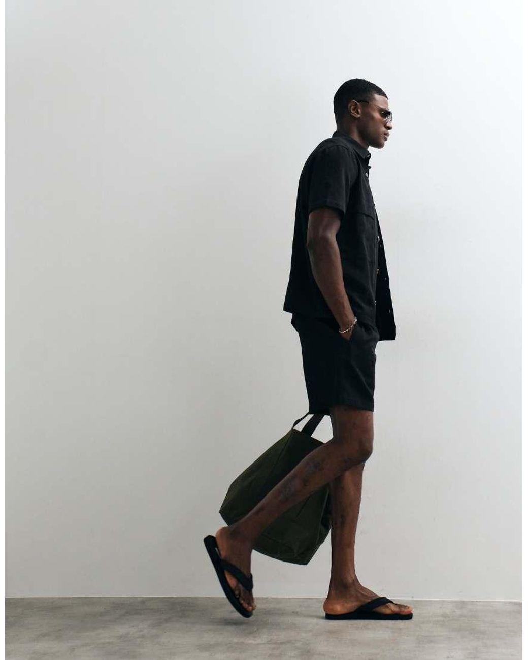 ASOS Black Co-ord Textured Shorts for men