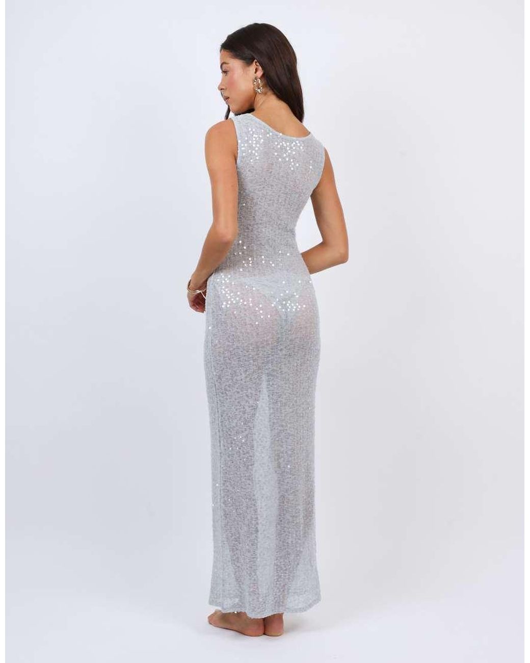 SIMMI White Sheer Sequin Beach Maxi Dress