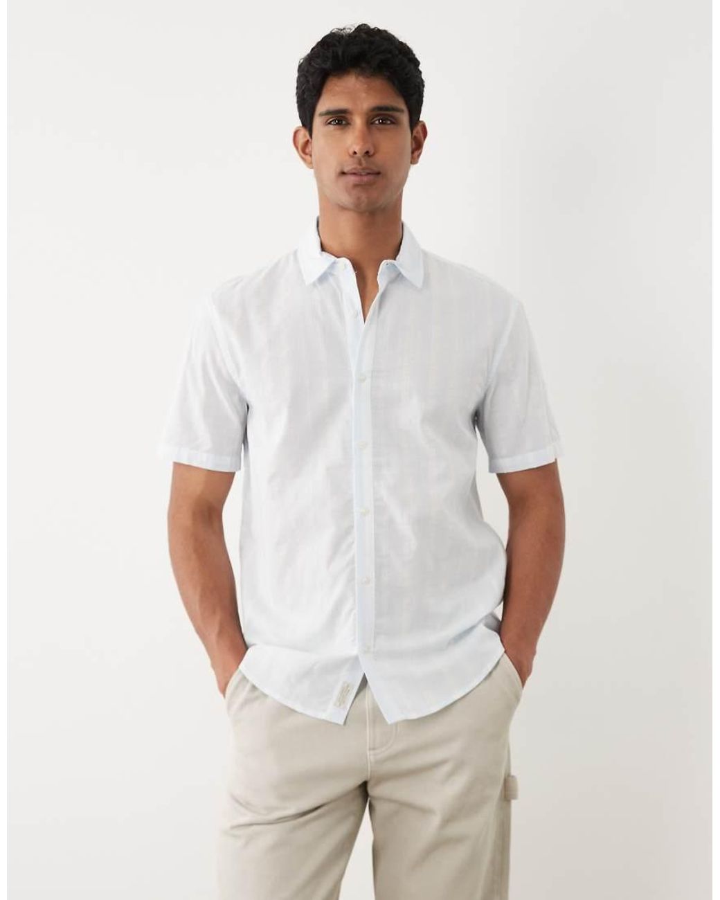 Blend White 100% Cotton Regular Fit Shirt for men
