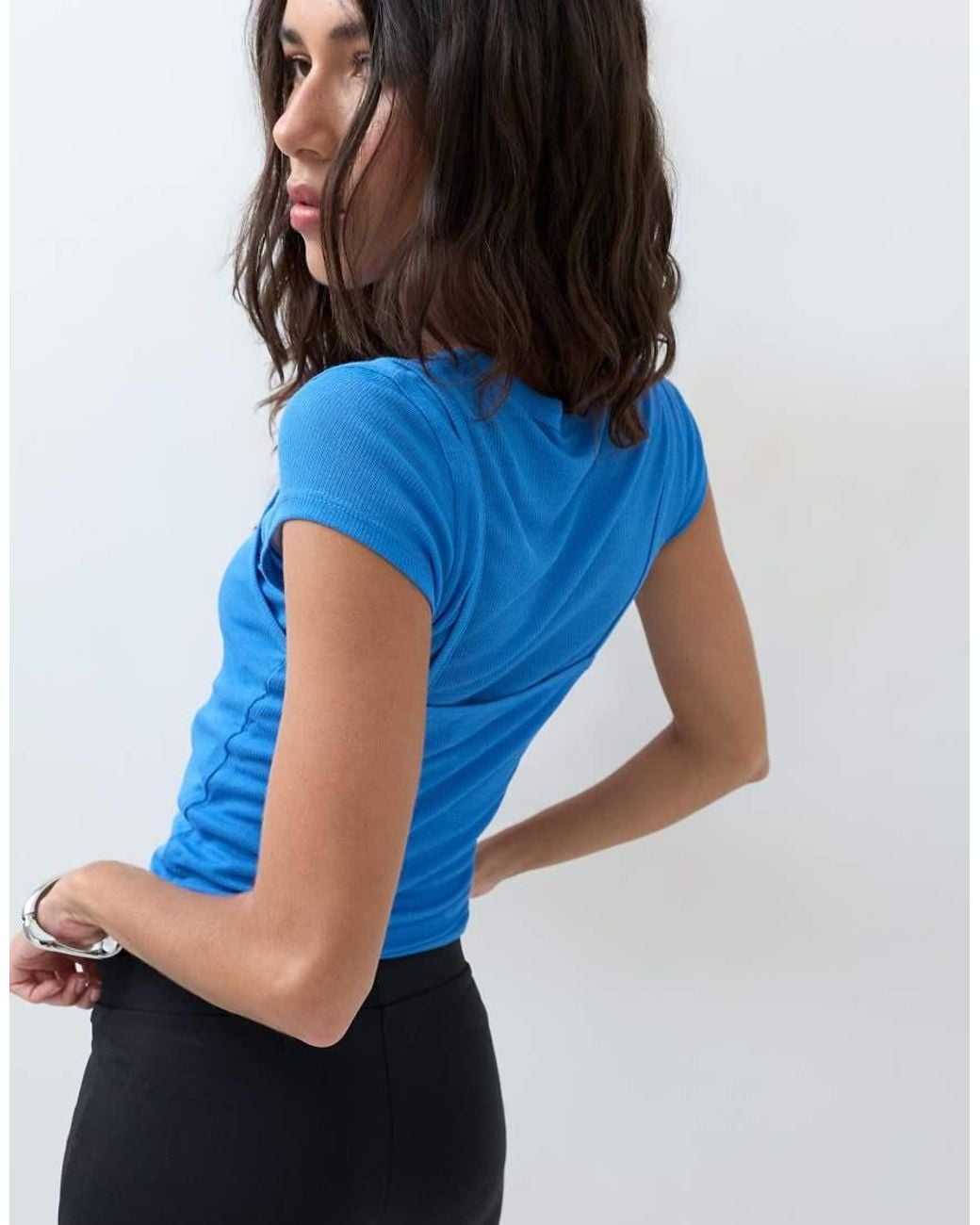 ASOS Blue Short Sleeve Tee With Cami Overlay
