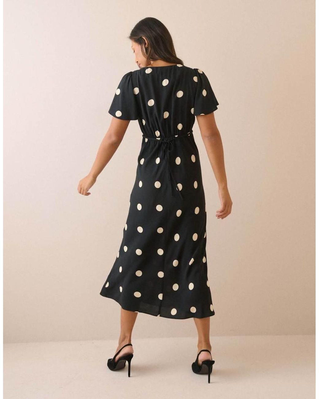 Nobody's Child Natural Polka Dot Cheryl Midi Dress