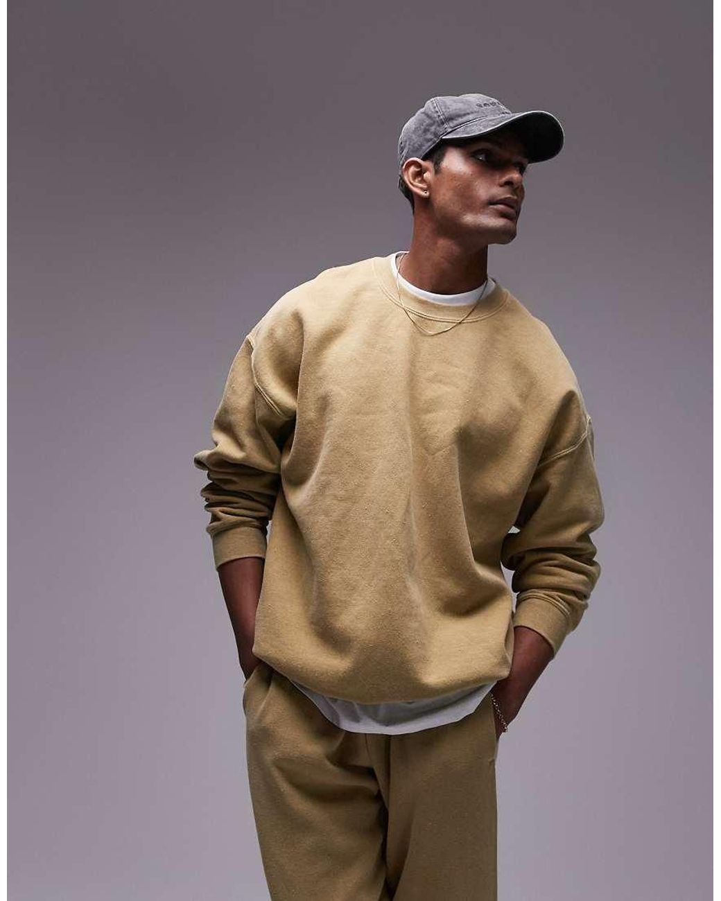 TOPMAN Vintage Wash Oversized Sweatshirt in Yellow for Men Lyst UK
