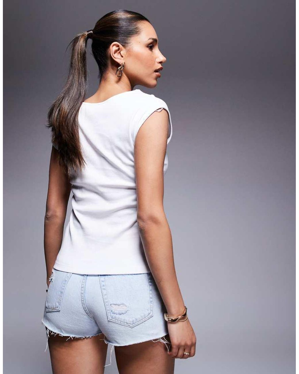 River Island Gray Drape Shoulder Detail T-shirt