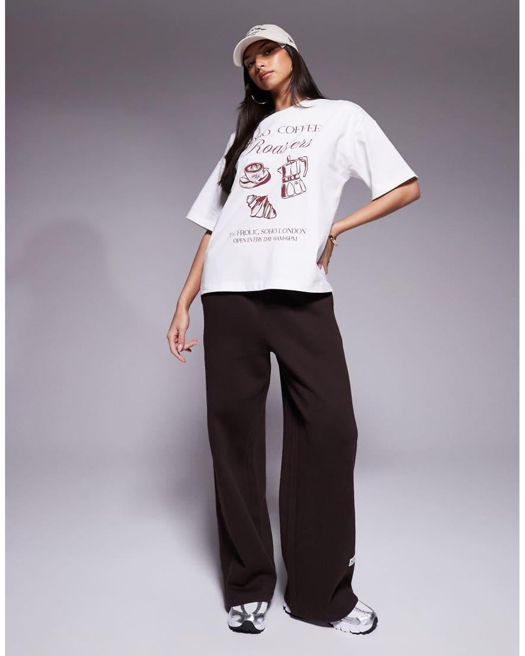 The Frolic Gray Exclusive Cotton Dropped Shoulder 'coffee' Graphic Front Oversized T-shirt