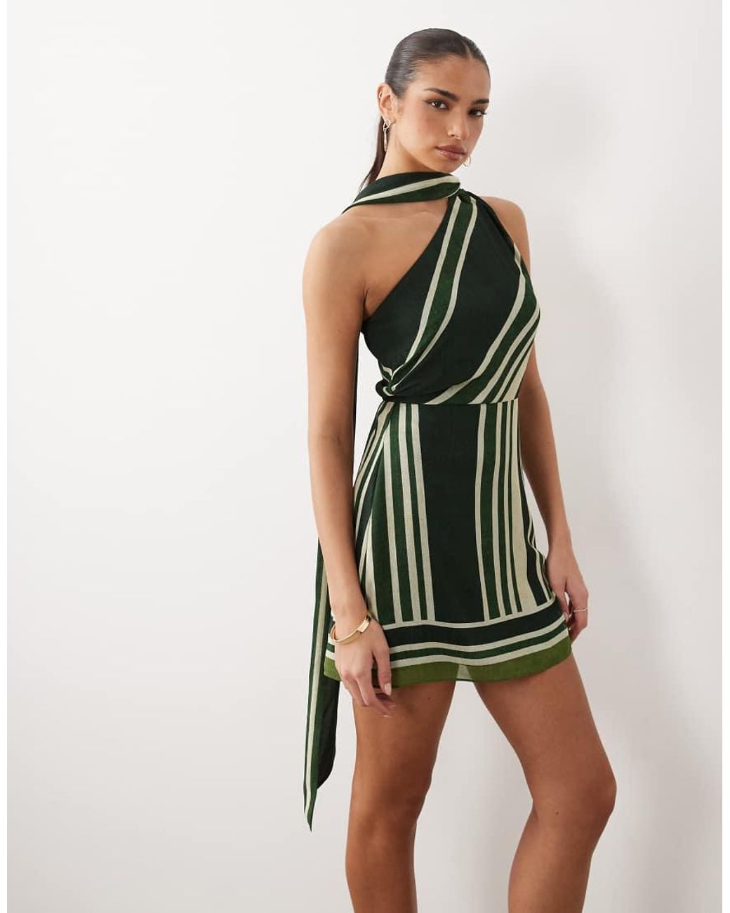 Forever New Green Halter Neck Scarf Mini Dress