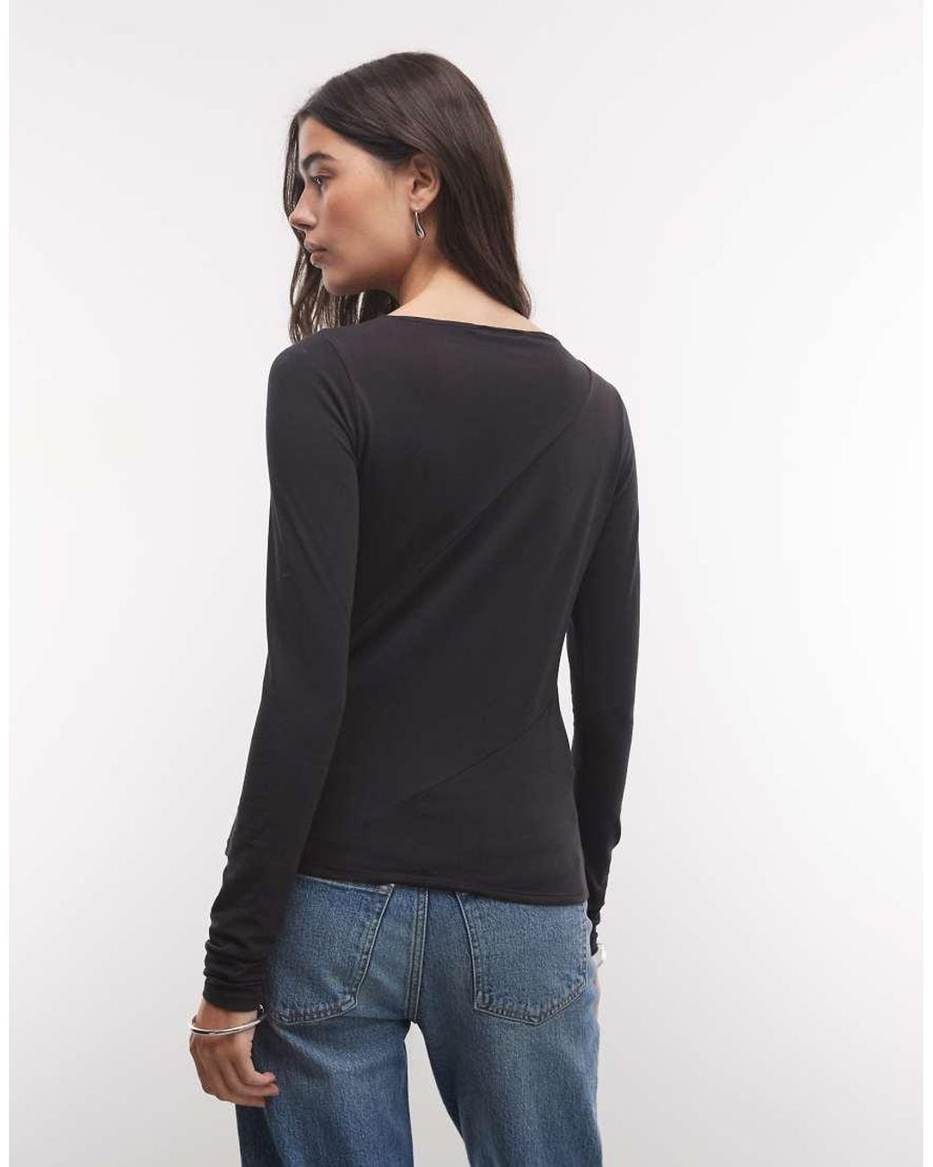 Weekday Blue Long Sleeve Top With Piercing Detail