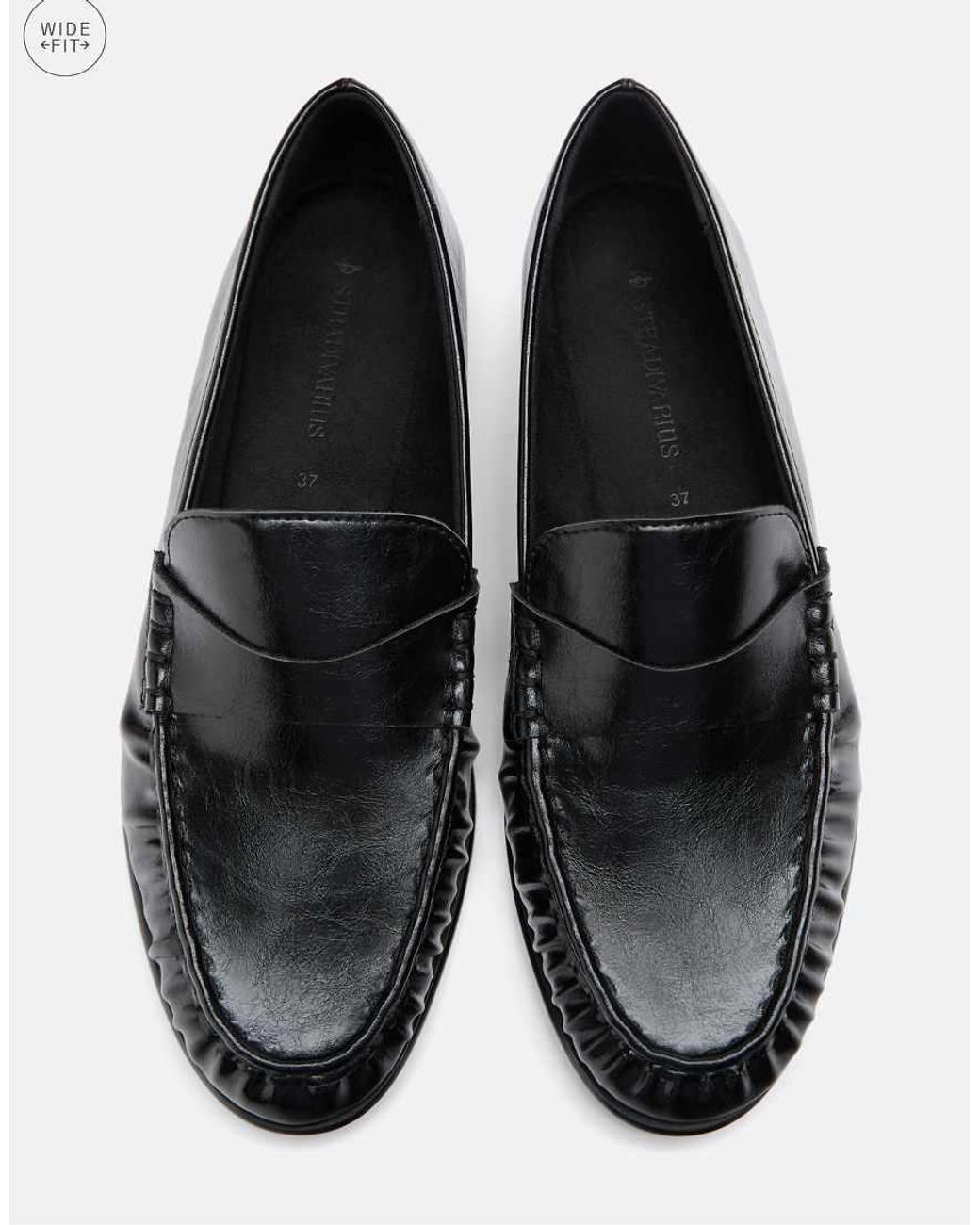Stradivarius White Wide Fit Leather Effect Loafer