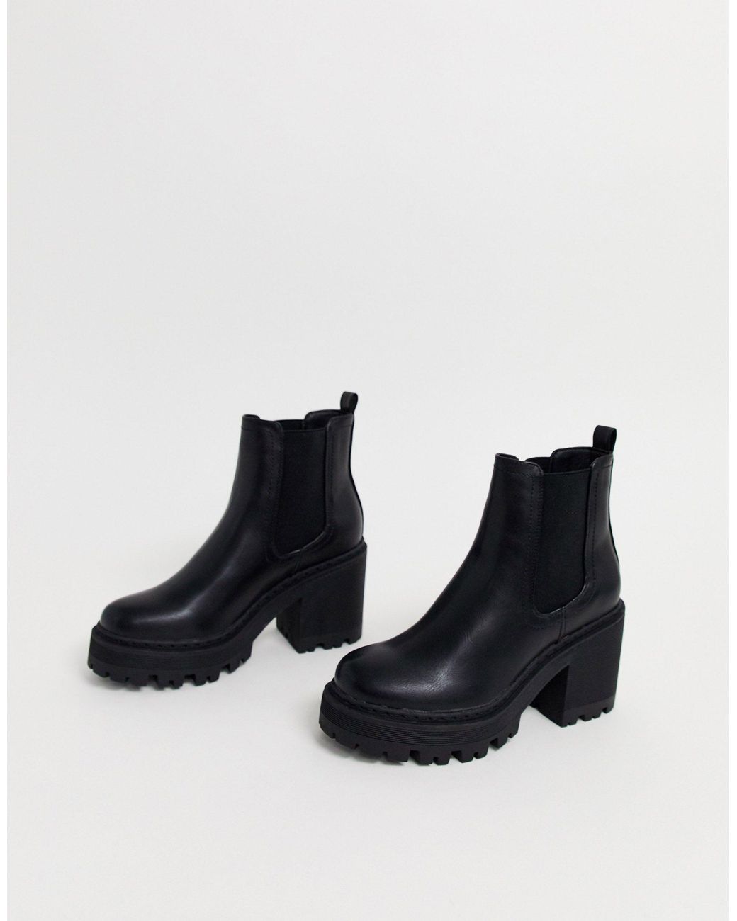 chunky black heeled ankle boots