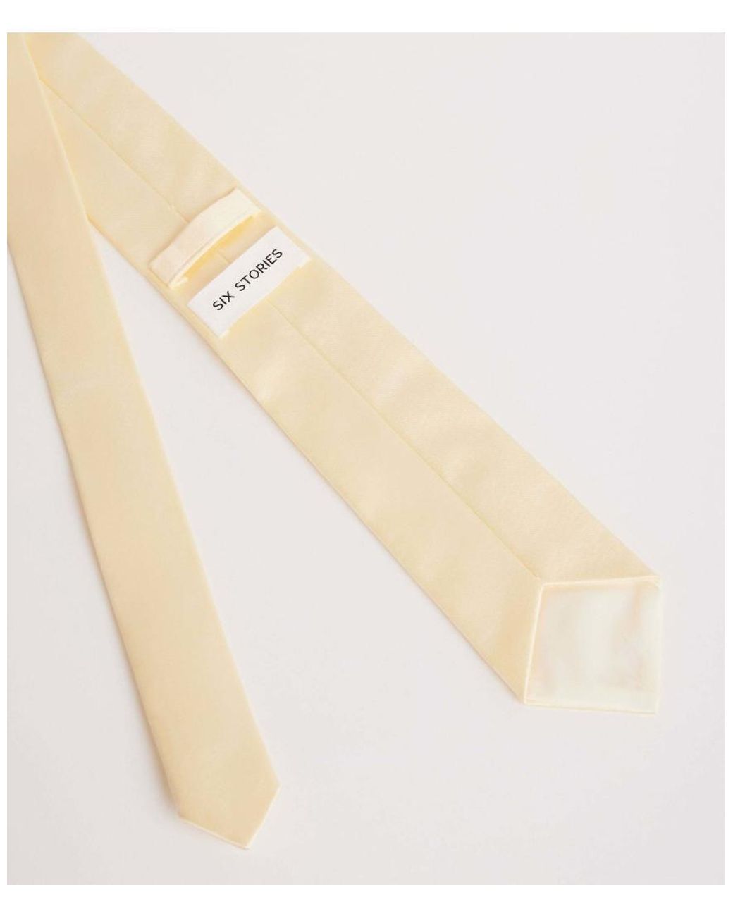 Six Stories White Satin Tie for men
